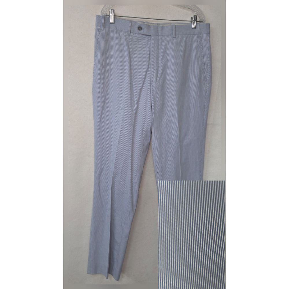 JB Britches Seersucker Dress Pants Mens 36‎ R Light Blue Torino Pinstripe Cotton